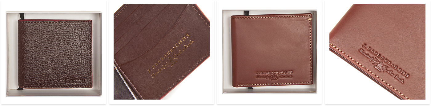 Barbour Artisan Billfold Wallet in Gift Box-Dark Tan and Dark Brown