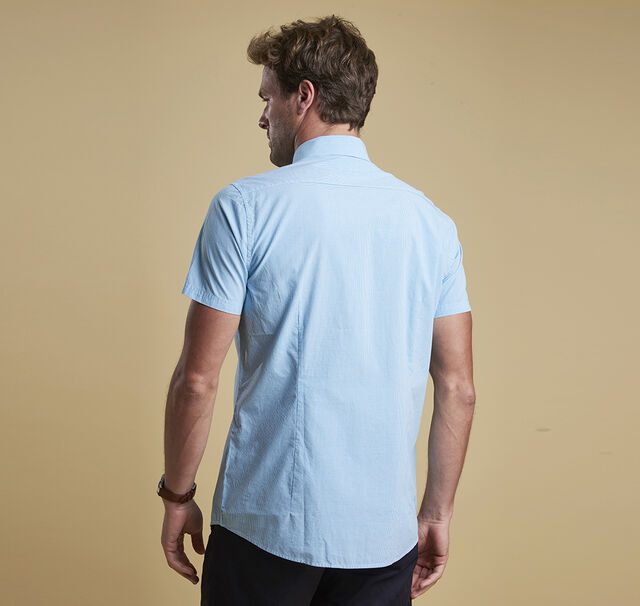 Barbour Triston Short Sleeve Shirt- Turquoise Back Model