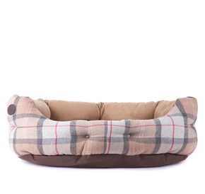 Barbour Luxury Dog Bed 30" Taupe/ Pink Tartan