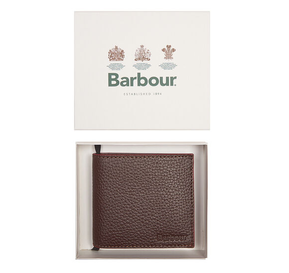 Barbour Artisan Billfold Wallet in Gift Box-Dark Brown