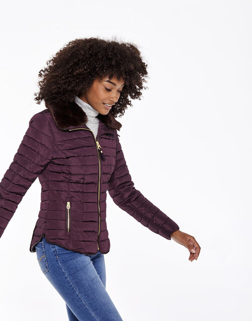 Joules Gosfield Padded Coat-Burgundy Model A