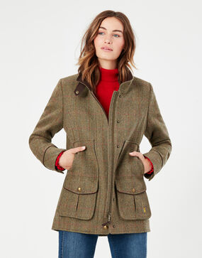 Joules Field Coat: Green Tweed