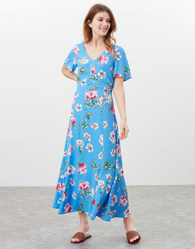 Joules Alianna V Neck Dress: Blue Floral